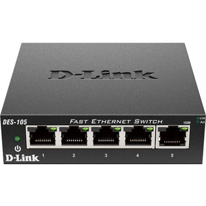 D-Link DES-105 5-Port 10-100 Unmanaged Metal Desktop Switch