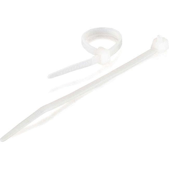 C2G 7.75in Releasable-Reusable Cable Ties - White - 50pk
