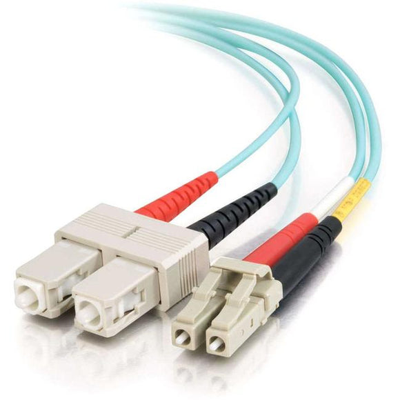 C2G 10m LC-SC 10Gb 50-125 Duplex Multimode OM3 Fiber Cable - Aqua - 33ft